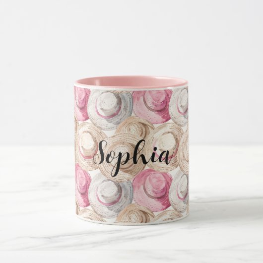 Mug Chapeaux de paille crème rose (Centre)