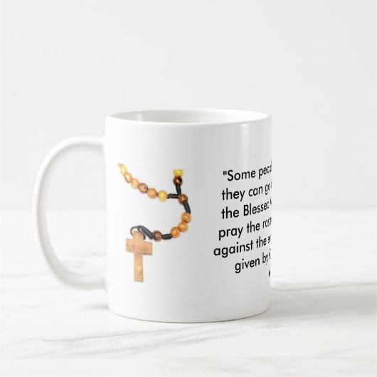 Mug Chapelet en bois avec des mots de l'aumônier Pio (Gauche)