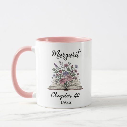 Mug Chapter 40 Floral Book - Custom Birthday Gift  (Gauche)