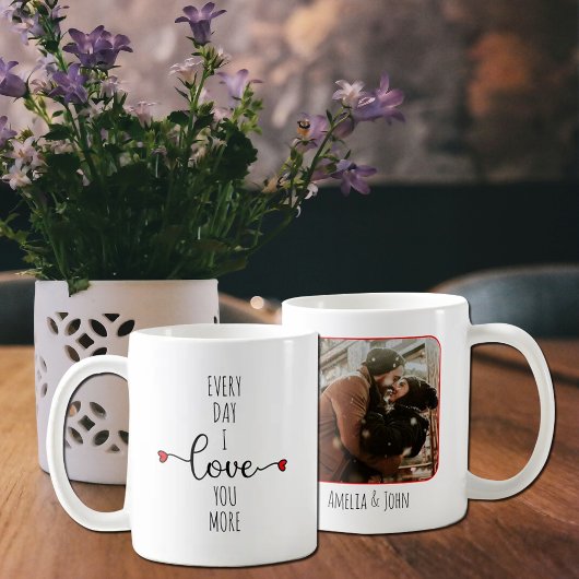Mug Chaque jour, je t'aime plus, Couple Valentine's Da
