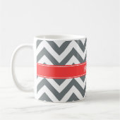 Mug Charbon Blanc LG Chevron Corail Nom rouge Monogram (Gauche)