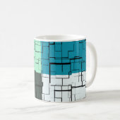 Mug Charbon blanc Turquoise vert Aqua bleu Motif moder (Devant droit)