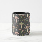 Mug Charcoal Gray Earthy Fungi Seamless Pattern Modern (Centre)