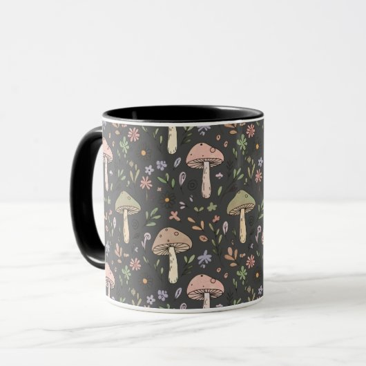 Mug Charcoal Gray Earthy Fungi Seamless Pattern Modern (Devant gauche)