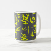 Mug Charcoal Grey Et Jaune Art Abstrait Funky (Devant droit)
