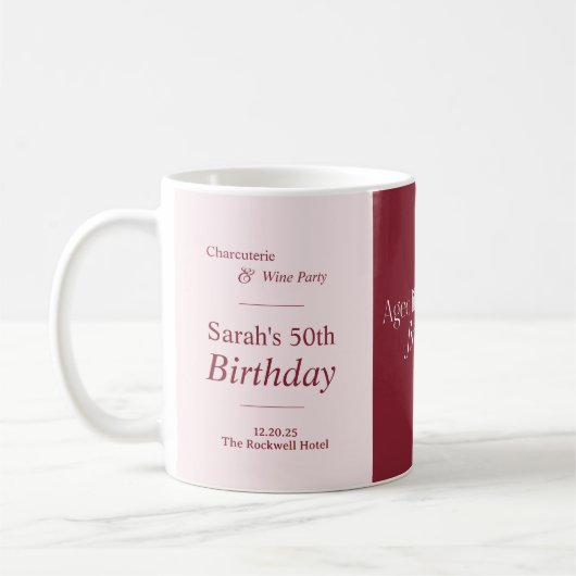 Mug Charcuterie & Vin 50e Anniversaire Fête Blush (Gauche)