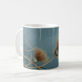 Mug Chardon Doré Bleu Canard Texture Élégance (Devant gauche)