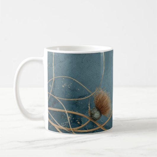 Mug Chardon Doré Bleu Canard Texture Élégance (Gauche)