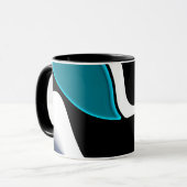 Mug Charge de profondeur : noir, blanc et bleu Abstrai (Devant gauche)