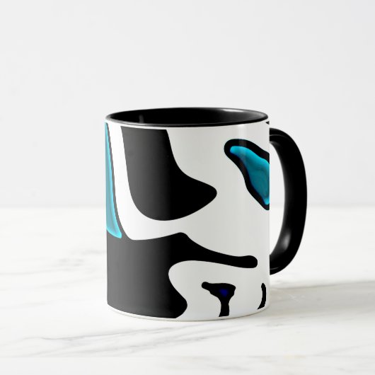 Mug Charge de profondeur : noir, blanc et bleu Abstrai (Devant droit)
