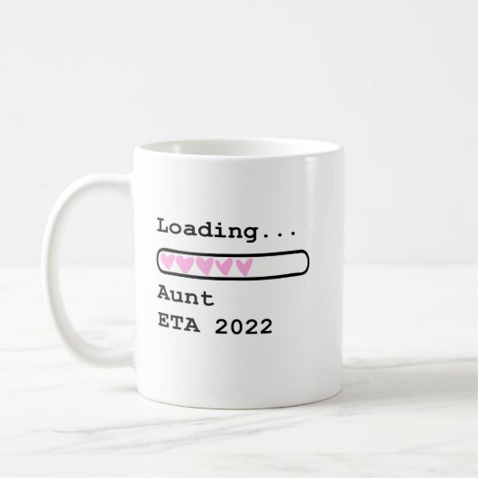 Mug Chargement Tante ETA 2022 Faire-part bébé (Gauche)