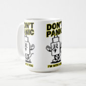 Mug Chargeur Mobile Dessin Animé Comique : Ne Paniquez (Devant gauche)