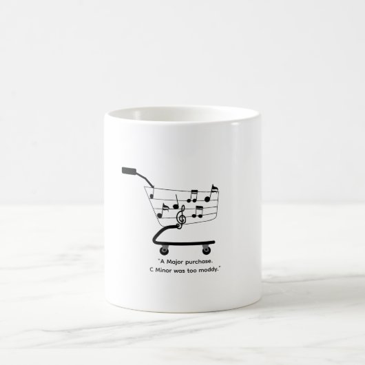 Mug chariot de shopping avec notes de musique, drô (Centre)