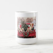 Mug Chariot Rouge Rétro De Noël Avec Chiens De Chiens  (Centre)