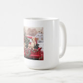 Mug Chariot Rouge Rétro De Noël Avec Chiens De Chiens  (Devant droit)