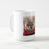 Mug Chariot Rouge Rétro De Noël Avec Chiens De Chiens  (Devant gauche)
