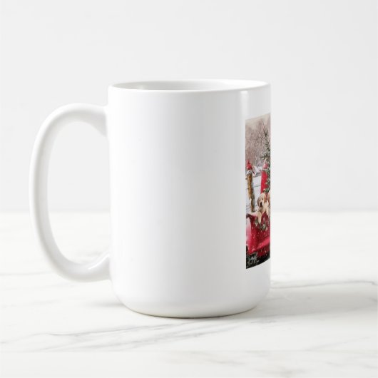Mug Chariot Rouge Rétro De Noël Avec Chiens De Chiens  (Gauche)