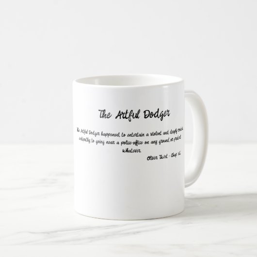 Mug Charles Dickens, Oliver Twist, L'Arimable Dodger (Devant droit)