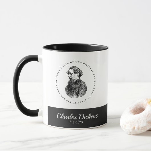 Mug Charles Dickens Portrait et Citation (Avec donut)