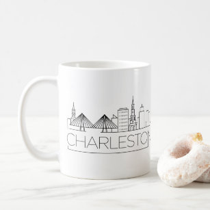 Mug Charleston, SC  Ligne Skyline Stylisée Ville