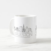 Mug Charleston, SC| Ligne Skyline Stylisée Ville (Devant gauche)