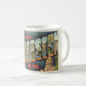 Mug Charleston WV Grande lettre Salutation Vintage (Devant droit)