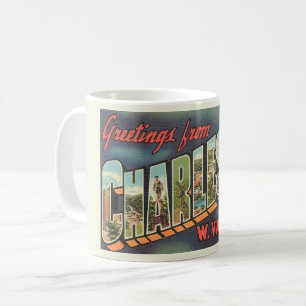 Mug Charleston WV Grande lettre Salutation Vintage
