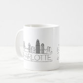 Mug Charlotte, Caroline du Nord Stylisé Skyline (Devant gauche)