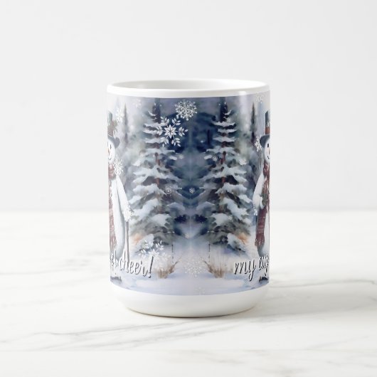 Mug Charmant Snowman Aquarelle Forêt d'hiver (Centre)