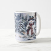Mug Charmant Snowman Aquarelle Forêt d'hiver (Devant droit)