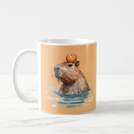 Mug Charmante Cute Capybara avec Orange (Gauche)