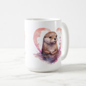 Mug Charmante mignonne Belle Aquarelle Rose Otter (Devant droit)