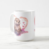 Mug Charmante mignonne Belle Aquarelle Rose Otter (Devant gauche)