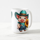 Mug Charmante Piglet en Attique Cowboy Avec Tournesol (Devant droit)
