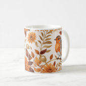 Mug Charme d'automne avec Robins et Elégance florale (Devant droit)