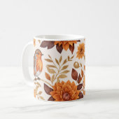 Mug Charme d'automne avec Robins et Elégance florale (Devant gauche)