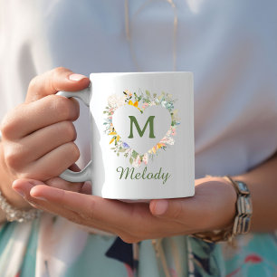 Mug Charme de jardin Fleur sauvage personnalisé Monogr