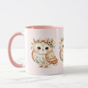 Mug Charme de la chouette florale Boho Cottagecore Far