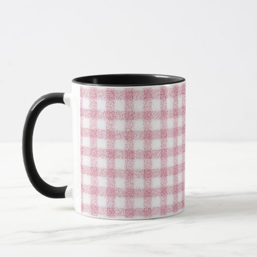 Mug Charme Gingham Rose et Blanc Velouté (Gauche)