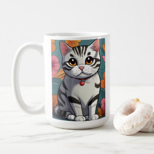 Mug Charming American Shorthair Cat Floral Art