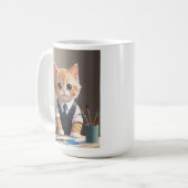 Mug Charming Ginger Cat Artiste avec pinceaux mignonne (Devant gauche)