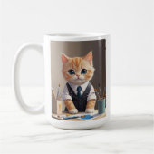 Mug Charming Ginger Cat Artiste avec pinceaux mignonne (Gauche)