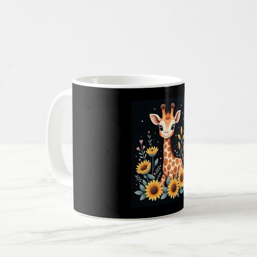 Mug Charming Giraffe Surrounded By Flowers Long Sleeve (Devant gauche)