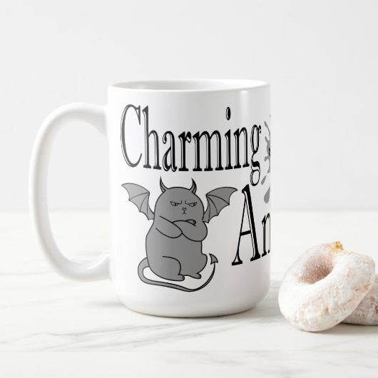 Mug Charming mais en colère petit chat diable drôle ci (Avec donut)