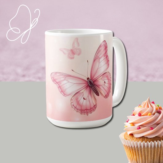 Mug charming pink butterlies