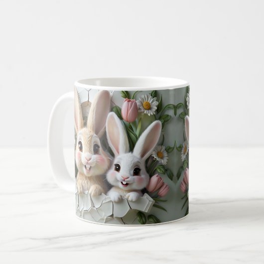 Mug Charming Rabbits, joyeuse fête des mères (Devant gauche)