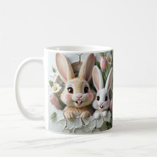 Mug Charming Rabbits, joyeuse fête des mères (Gauche)