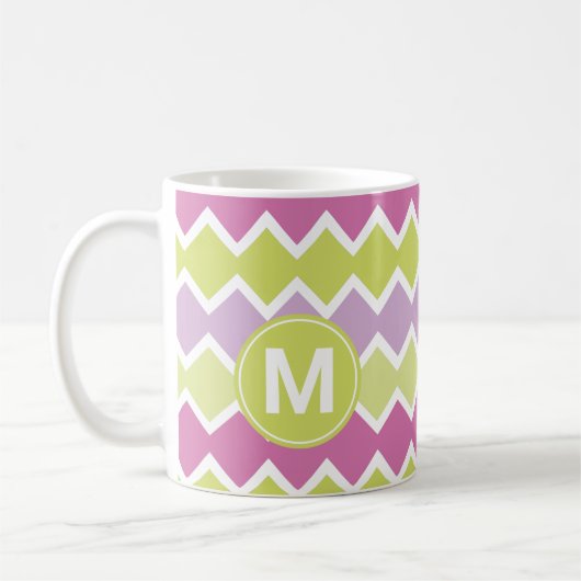Mug Chartreuse Monogramme rose jaune (Gauche)