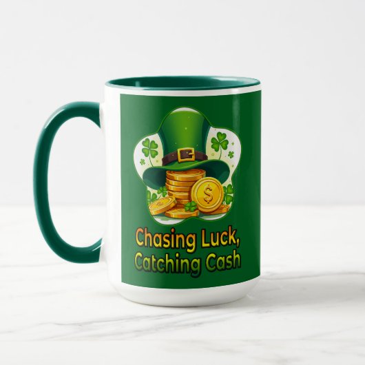 Mug Chasing Luck Catching Cash St Patrick’s - caneca (Gauche)