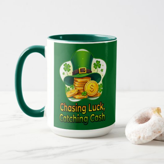 Mug Chasing Luck Catching Cash St Patrick’s - caneca (Avec donut)